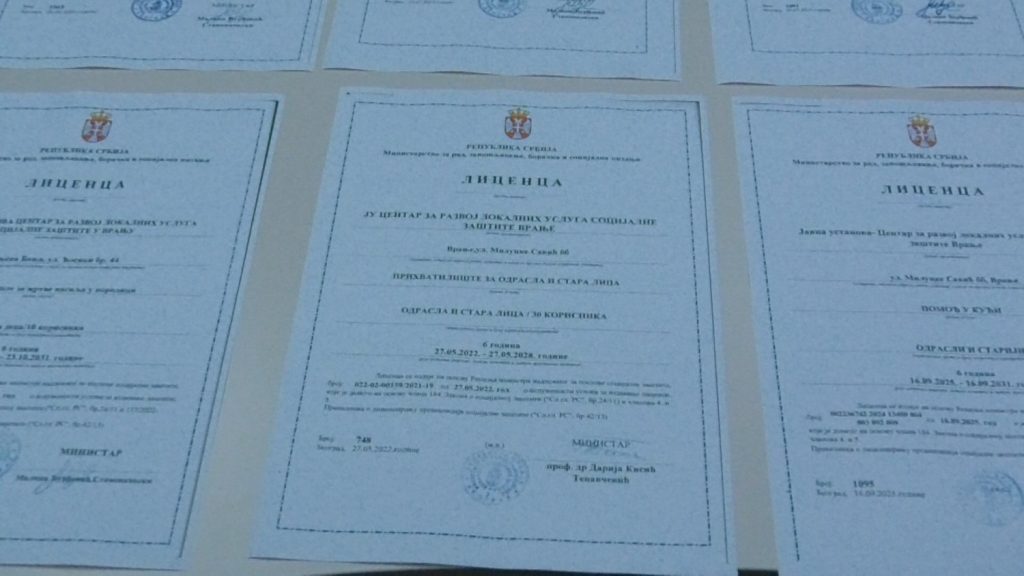 Obnovljene sve licence Centra za razvoj lokalnih usluga socijalne zaštite u Vranju