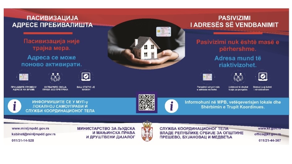 Služba Koordinacionog tela pokrenula informativnu kampanju o postupku pasivizacije adresa